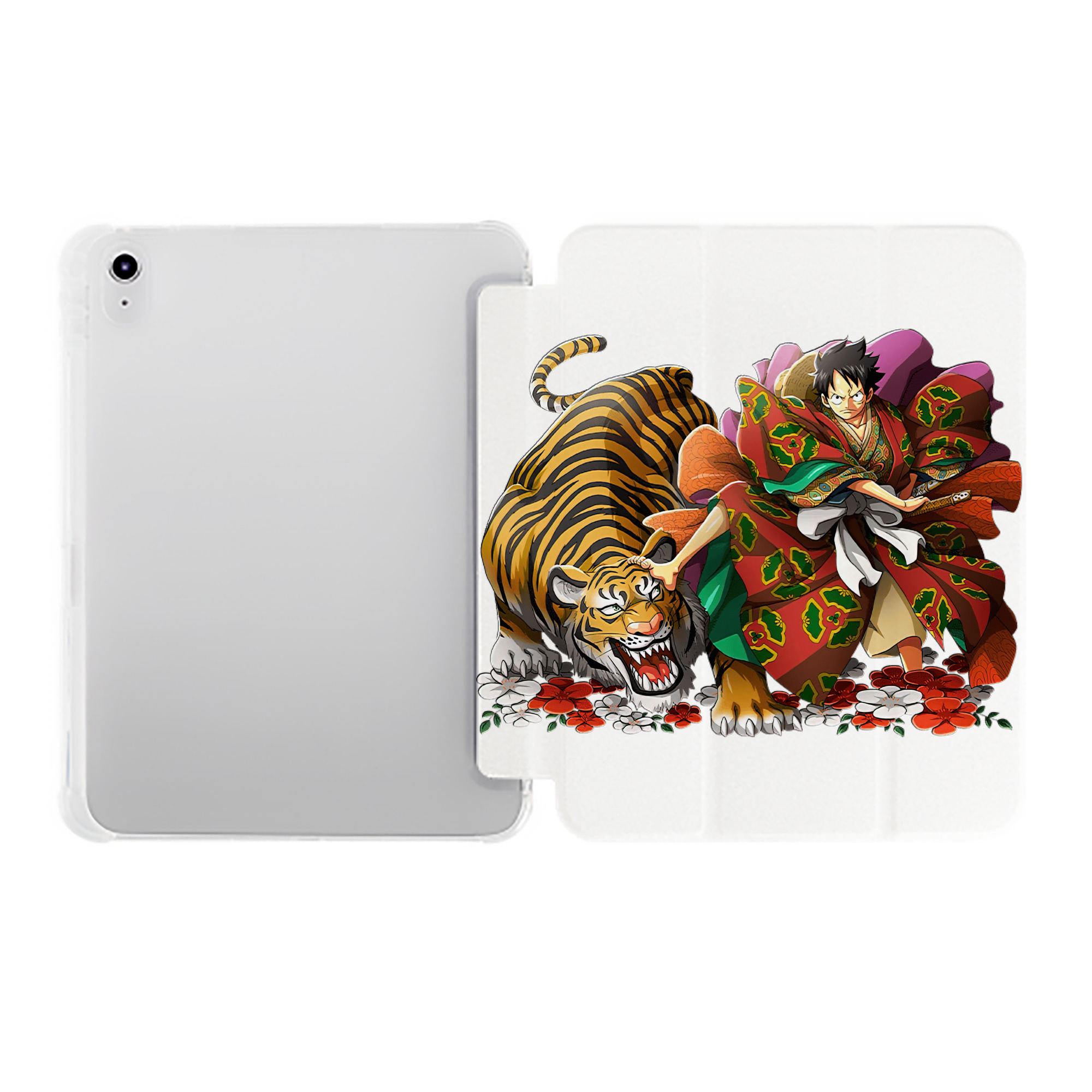 （画像用） ワンピース モンキー・D・ルフィ ONE PIECE Monkey D. Luffy IPad ケース ペン収納付き 三つ折りスタンド PUレザー×シリコン 対応機種9.5/10.5/10.9インチ